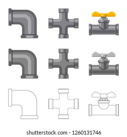 Vector design of pipe and tube symbol. Collection of pipe and pipeline stock vector illustration.