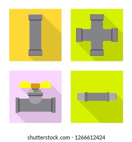 Vector design of pipe and tube symbol. Set of pipe and pipeline stock vector illustration.