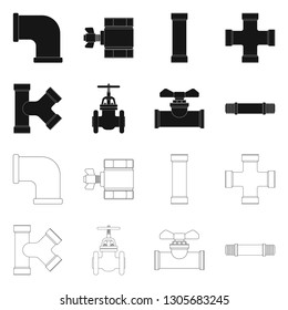 Vector design of pipe and tube symbol. Collection of pipe and pipeline vector icon for stock.