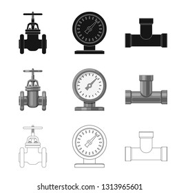 Vector design of pipe and tube symbol. Set of pipe and pipeline stock vector illustration.