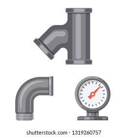 Vector design of pipe and tube symbol. Set of pipe and pipeline stock vector illustration.