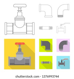 Vector design of pipe and tube symbol. Collection of pipe and pipeline stock vector illustration.