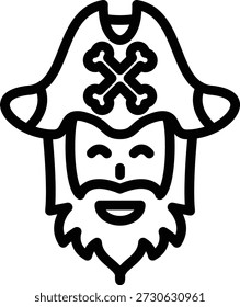 Estilo de ícone de barba pirata de design de vetor