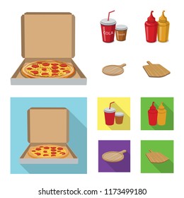 Vector design of pizza and food icon. Set of pizza and italy stock vector illustration.