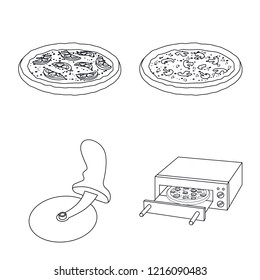 Vector design of pizza and food icon. Collection of pizza and italy vector icon for stock.