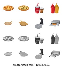 Vector design of pizza and food icon. Set of pizza and italy vector icon for stock.