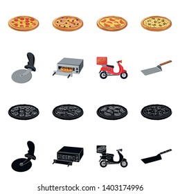 Vector design of pizza and food icon. Set of pizza and italy stock vector illustration.