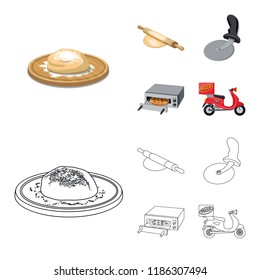 Vector design of pizza and food logo. Collection of pizza and italy vector icon for stock.