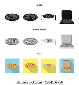 Vector design of pizza and food logo. Collection of pizza and italy stock vector illustration.