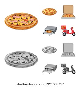 Vector design of pizza and food logo. Set of pizza and italy vector icon for stock.