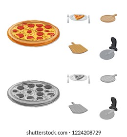 Vector design of pizza and food logo. Set of pizza and italy stock symbol for web.