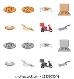 Vector design of pizza and food logo. Set of pizza and italy stock vector illustration.
