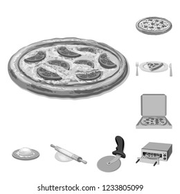 Vector design of pizza and food logo. Set of pizza and italy stock symbol for web.