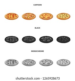 Vector design of pizza and food logo. Set of pizza and italy stock vector illustration.