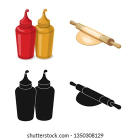 Vector design of pizza and food logo. Set of pizza and italy vector icon for stock.