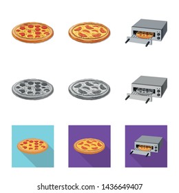 Vector design of pizza and food logo. Set of pizza and italy stock symbol for web.