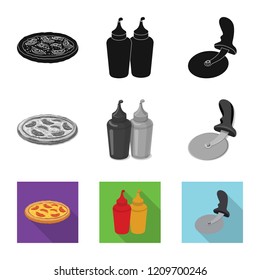 Vector design of pizza and food sign. Set of pizza and italy stock vector illustration.