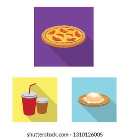 Vector design of pizza and food sign. Set of pizza and italy stock symbol for web.