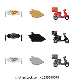 Vector design of pizza and food sign. Collection of pizza and italy stock symbol for web.