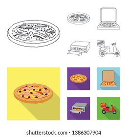 Vector design of pizza and food sign. Collection of pizza and italy stock symbol for web.