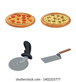Vector design of pizza and food sign. Set of pizza and italy vector icon for stock.