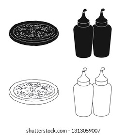 Vector design of pizza and food symbol. Set of pizza and italy stock vector illustration.