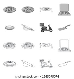 Vector design of pizza and food symbol. Set of pizza and italy vector icon for stock.