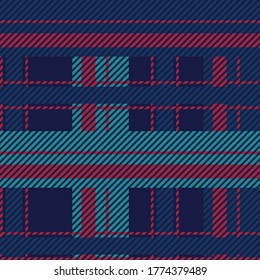 Vector Design Plaid pattern with blue and red  color. Texture for shirt, clothes, dresses and other textile