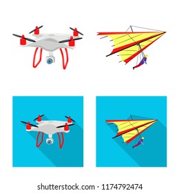 Vector design of plane and transport icon. Collection of plane and sky stock vector illustration.