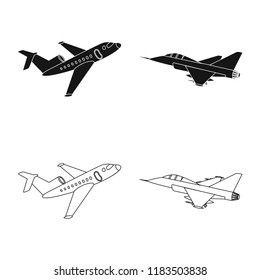 Vector design of plane and transport icon. Collection of plane and sky stock symbol for web.