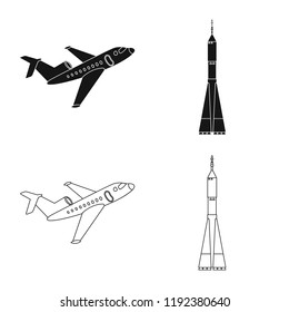 Vector design of plane and transport icon. Set of plane and sky stock symbol for web.