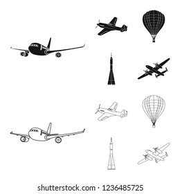 Vector design of plane and transport icon. Collection of plane and sky stock vector illustration.