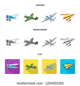 Vector design of plane and transport icon. Collection of plane and sky stock symbol for web.