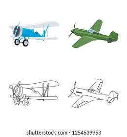 Vector design of plane and transport icon. Collection of plane and sky stock vector illustration.