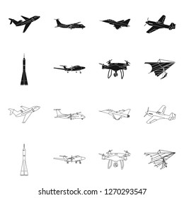 Vector design of plane and transport icon. Set of plane and sky stock symbol for web.