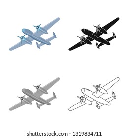 Vector design of plane and transport icon. Collection of plane and sky stock symbol for web.