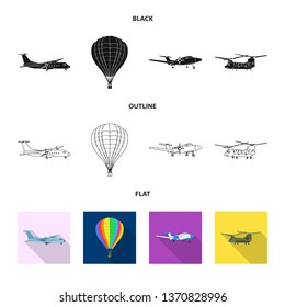 Vector design of plane and transport icon. Set of plane and sky vector icon for stock.
