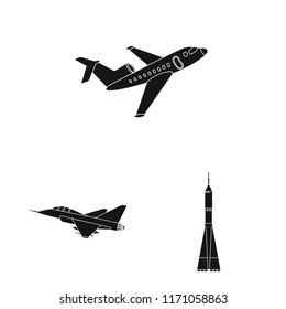 Vector design of plane and transport logo. Collection of plane and sky vector icon for stock.