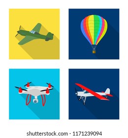 Vector design of plane and transport logo. Set of plane and sky vector icon for stock.