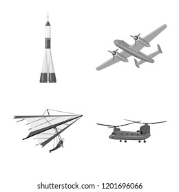 Vector design of plane and transport logo. Set of plane and sky stock vector illustration.