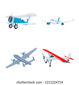 Vector design of plane and transport logo. Set of plane and sky stock vector illustration.