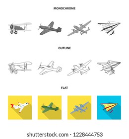 Vector design of plane and transport logo. Set of plane and sky vector icon for stock.