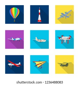 Vector design of plane and transport logo. Collection of plane and sky stock vector illustration.