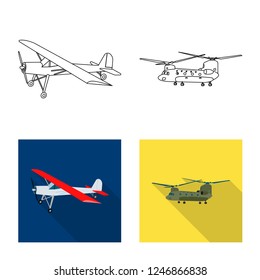 Vector design of plane and transport logo. Collection of plane and sky stock vector illustration.