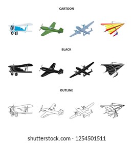 Vector design of plane and transport logo. Set of plane and sky vector icon for stock.