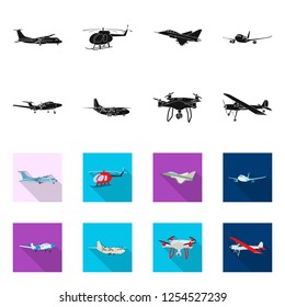 Vector design of plane and transport logo. Collection of plane and sky vector icon for stock.