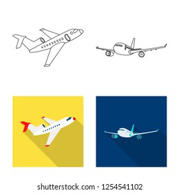 Vector design of plane and transport logo. Collection of plane and sky vector icon for stock.