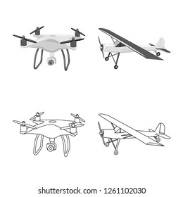 Vector design of plane and transport logo. Collection of plane and sky stock vector illustration.