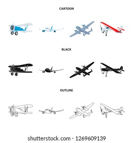 Vector design of plane and transport logo. Collection of plane and sky stock symbol for web.