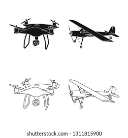 Vector design of plane and transport logo. Collection of plane and sky stock vector illustration.